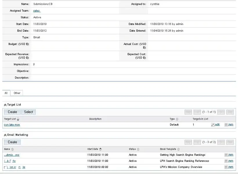 click on CRM campaign to sue it 