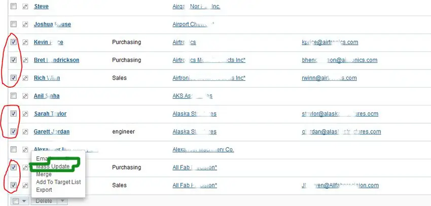SuiteCRM screenshot: Preparing Your Database for a Targeted Email Campaign