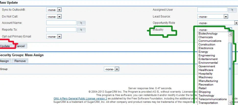 SuiteCRM screenshot: Preparing Your Database for a Targeted Email Campaign — step 2