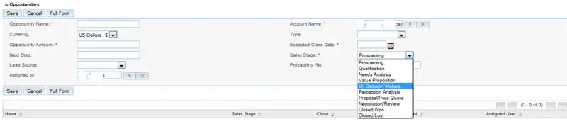 SuiteCRM screenshot: Creating an Opportunity — step 2